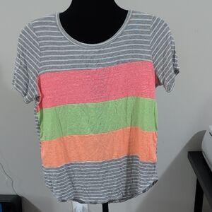 BiBi Multicolor Striped Short Sleeve Top